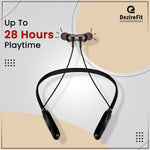 Load image into Gallery viewer, DezireFit In Ear Bluetooth Neckband, Deep Bass, Built-in Mic, Upto 28 Hrs Playtime Bluetooth Headset (Black, True Wireless)