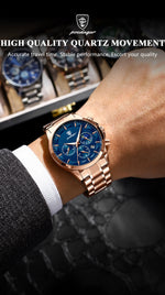 Load image into Gallery viewer, POEDAGAR 928 P928 Men Genuine Leather Stainless Band Quartz Watches Men&#39;s Reloj Business Waterproof Luminous Calendar Date Watch
