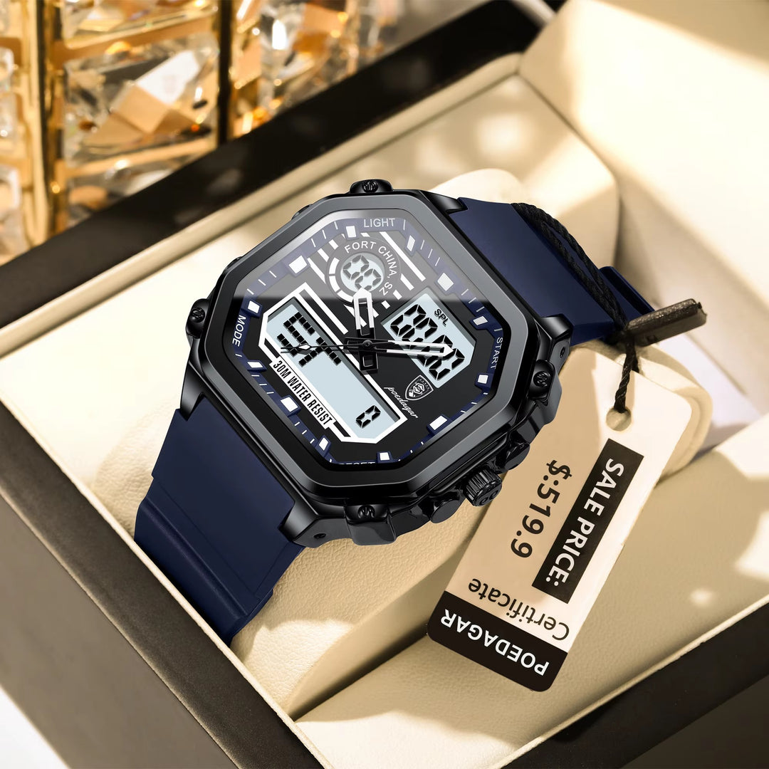 OneCloth 993 Top Luxury Silicone Strap Quartz Digital Men's Watch