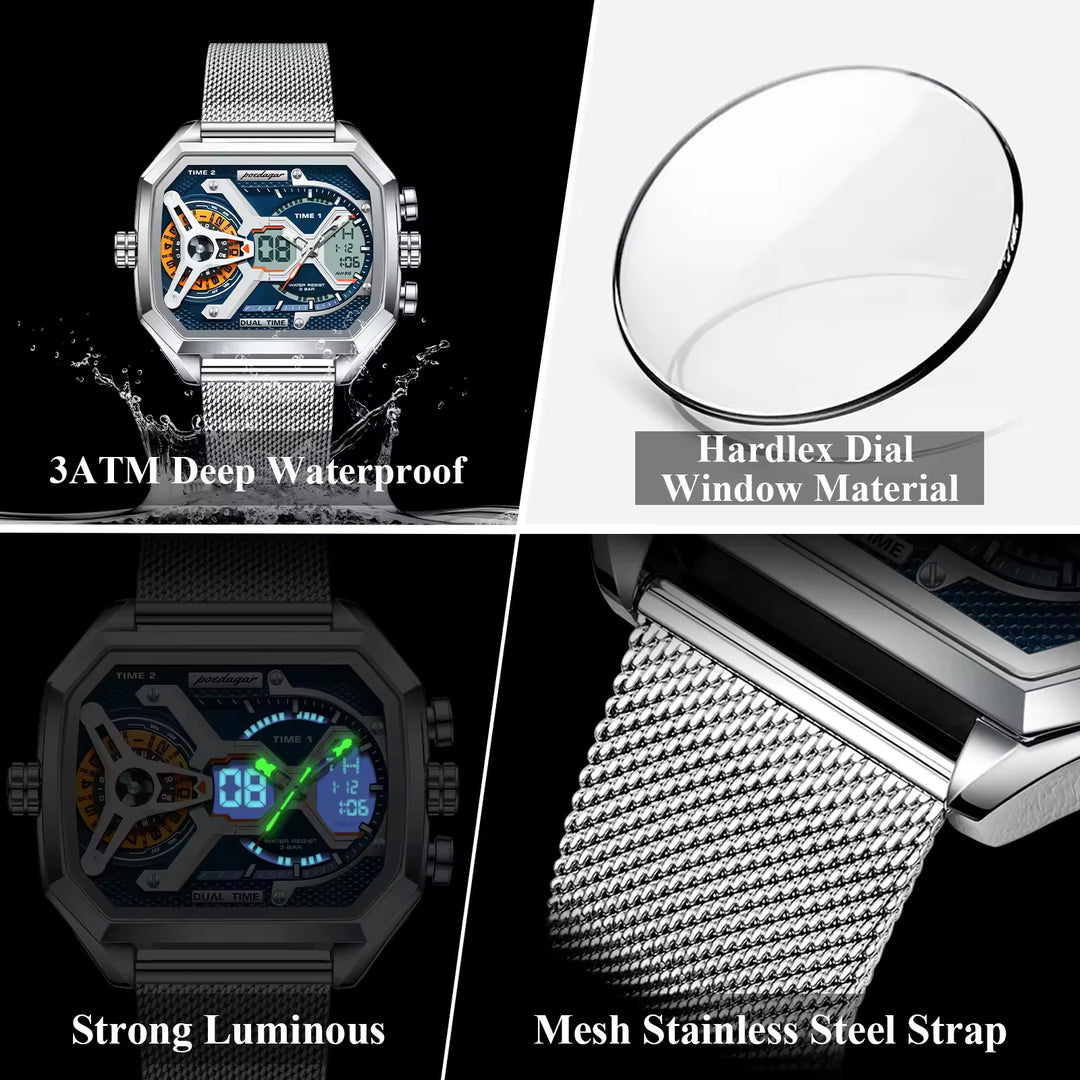OneCloth Top Luxury LED Calendar Luminous Electronic Silicone Strap Quartz Digital Men's Watch