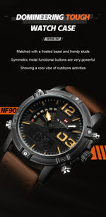 Load image into Gallery viewer, 9095 Men&#39;s Fashion Quartz Analog Sport Watches Leather Luxury Waterproof Digital Display Date Watch for Men
