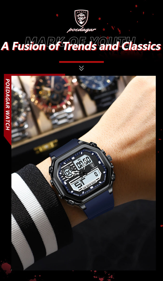 OneCloth 993 Top Luxury Silicone Strap Quartz Digital Men's Watch