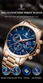 Load image into Gallery viewer, POEDAGAR 928 P928 Men Genuine Leather Stainless Band Quartz Watches Men&#39;s Reloj Business Waterproof Luminous Calendar Date Watch
