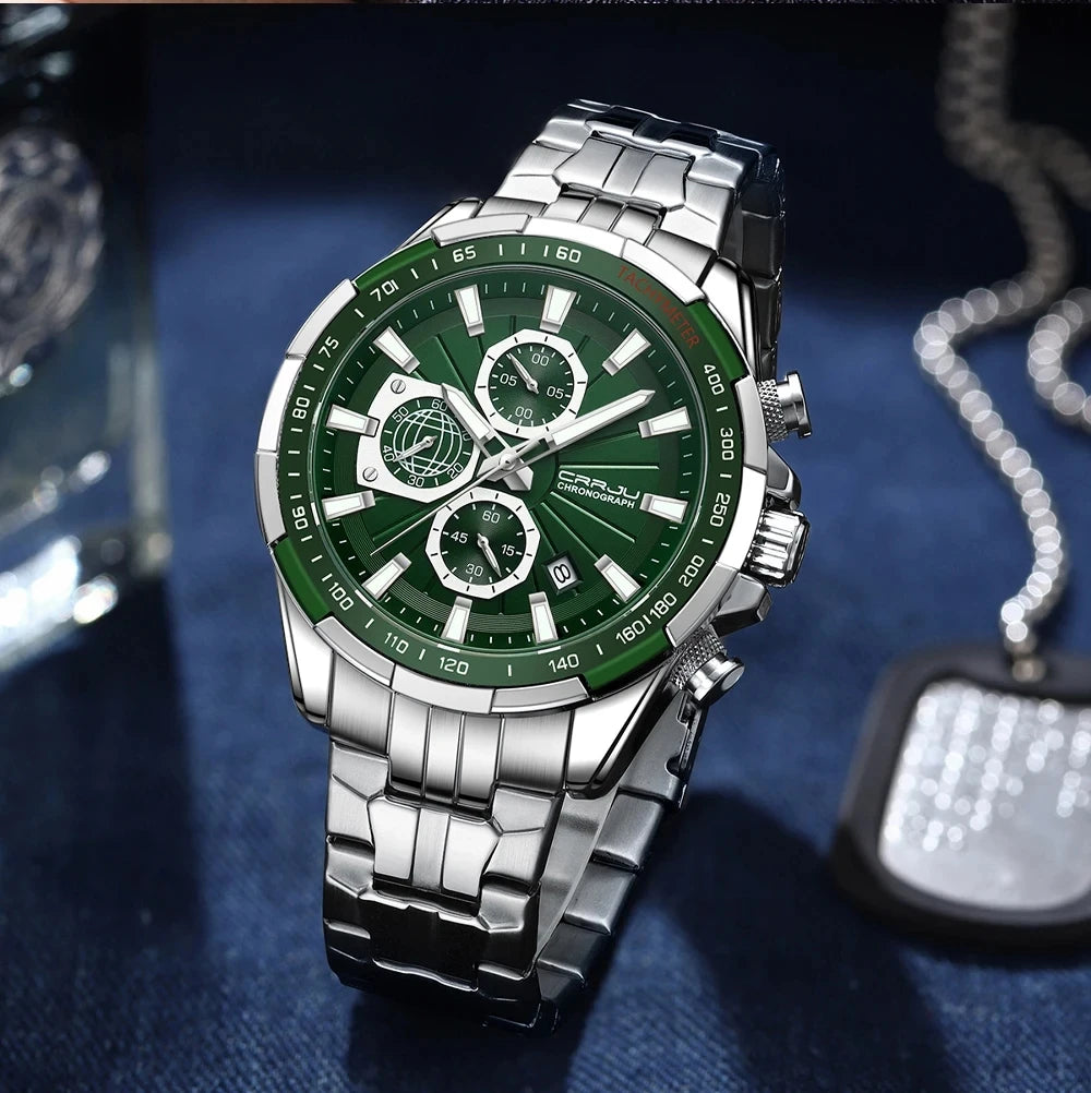 OneCloth 2305 Premium Men’s Luxury Watch – Stainless Steel, Date Display, Waterproof Quartz Movement