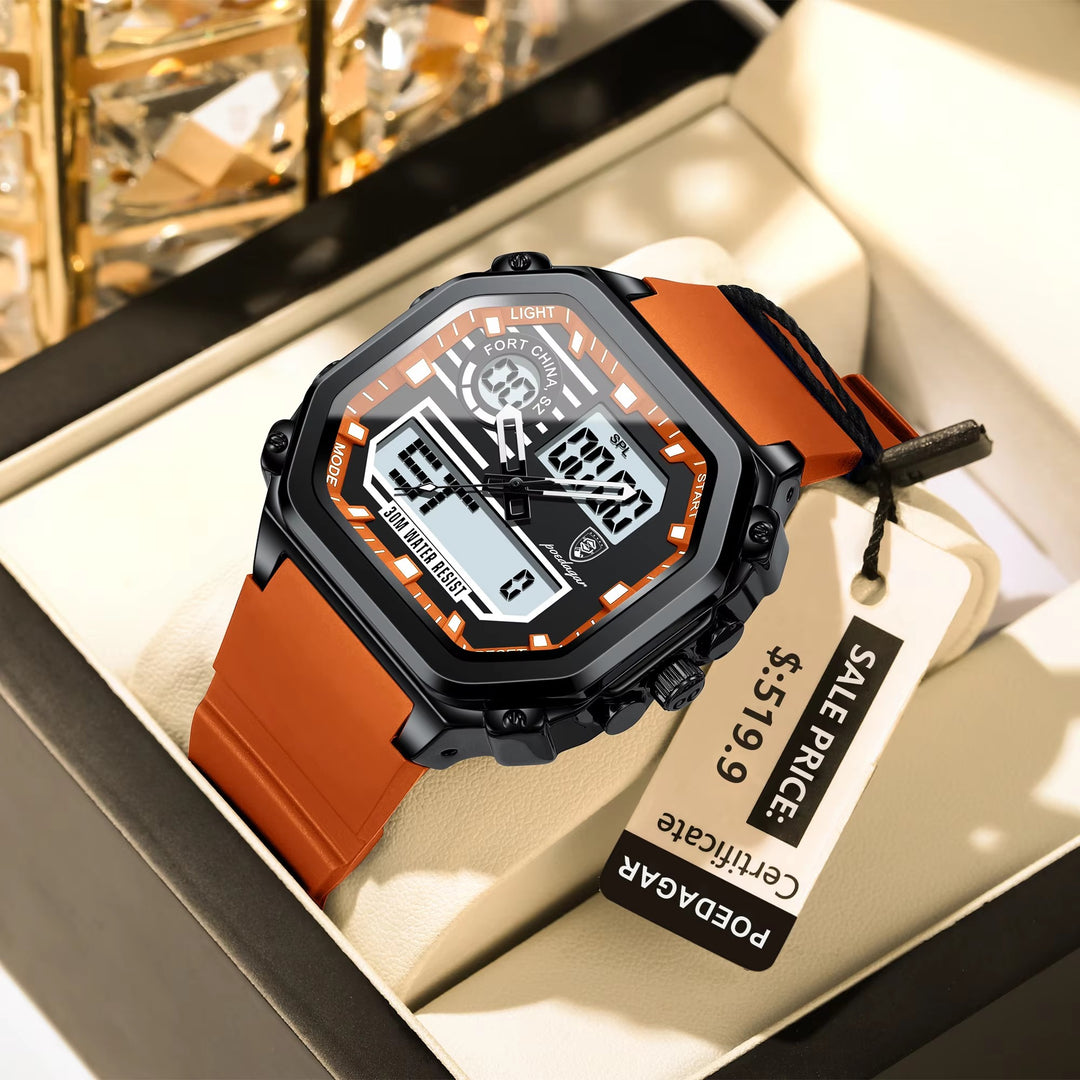 OneCloth 993 Top Luxury Silicone Strap Quartz Digital Men's Watch