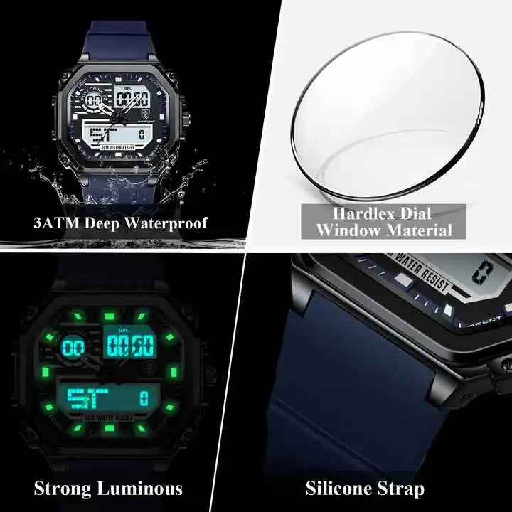 OneCloth 993 Top Luxury Silicone Strap Quartz Digital Men's Watch