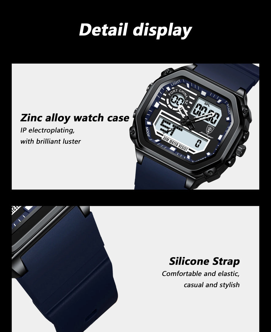 OneCloth 993 Top Luxury Silicone Strap Quartz Digital Men's Watch