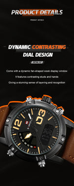 Load image into Gallery viewer, 9095 Men&#39;s Fashion Quartz Analog Sport Watches Leather Luxury Waterproof Digital Display Date Watch for Men
