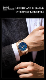 Load image into Gallery viewer, POEDAGAR 928 P928 Men Genuine Leather Stainless Band Quartz Watches Men&#39;s Reloj Business Waterproof Luminous Calendar Date Watch
