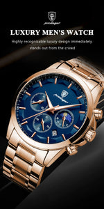 Load image into Gallery viewer, POEDAGAR 928 P928 Men Genuine Leather Stainless Band Quartz Watches Men&#39;s Reloj Business Waterproof Luminous Calendar Date Watch
