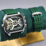Load image into Gallery viewer, Green watch with a detailed face on a gray background