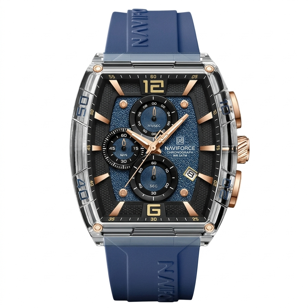 Men’s chronograph watch with silicone strap and premium sporty design timepiece