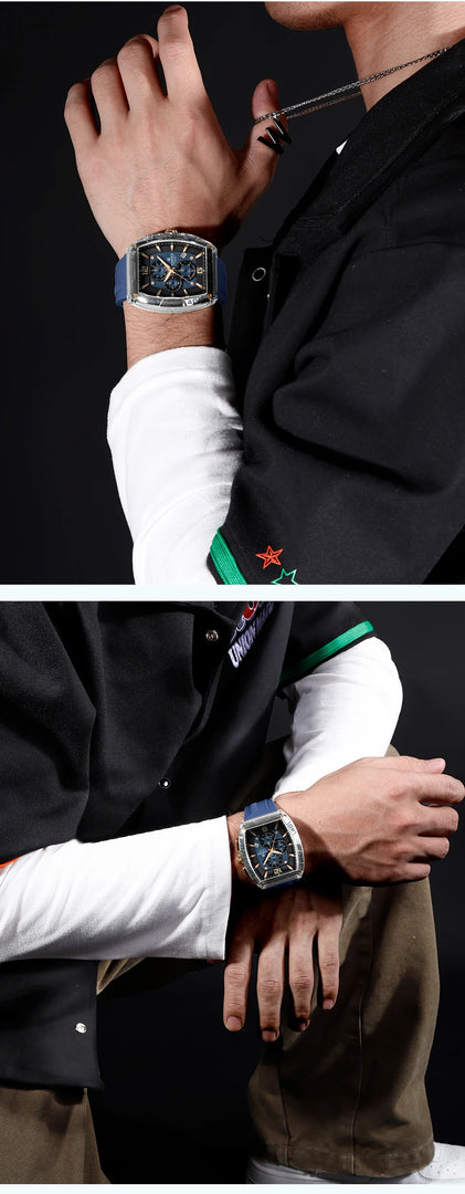 Premium silicone strap chronograph watch with multi-function dial and modern sporty look