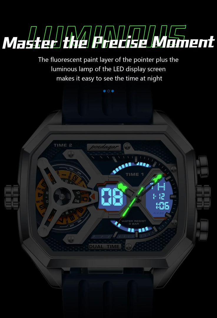 Men’s chronograph watch with silicone strap and premium sporty design timepiece