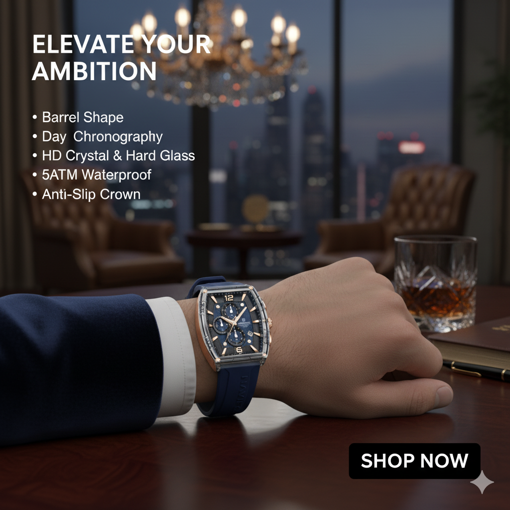Premium silicone strap chronograph watch with multi-function dial and modern sporty look