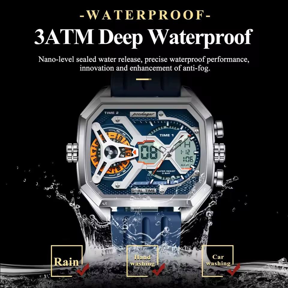 Men’s chronograph watch with silicone strap and premium sporty design timepiece