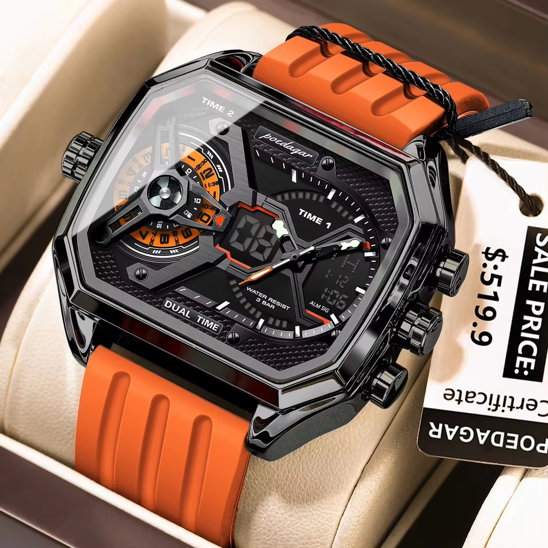 Men’s chronograph watch with silicone strap and premium sporty design timepiece